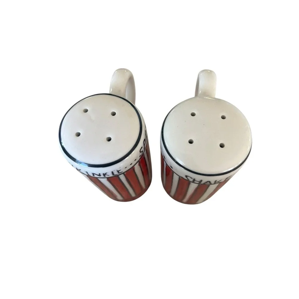 Popcorn Seasoning Salt And Pepper Shakers, Ceramic, 4 Inches Tall, Gently Used